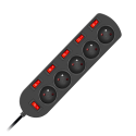 Przedłużacz 3x1mm 5 gniazd + 6 wyłączników 1,5m czarny EPS-501,5W6-2